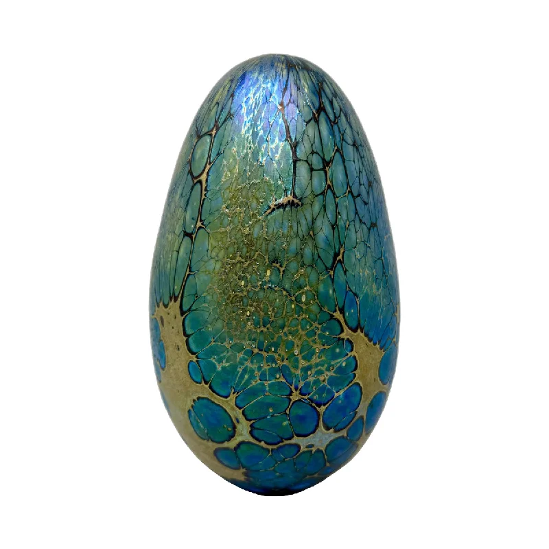 Best necklaces and pendants with opal and gold for a vibrant, luxurious contrast-Art Glass Egg, Signed and Dated 2012