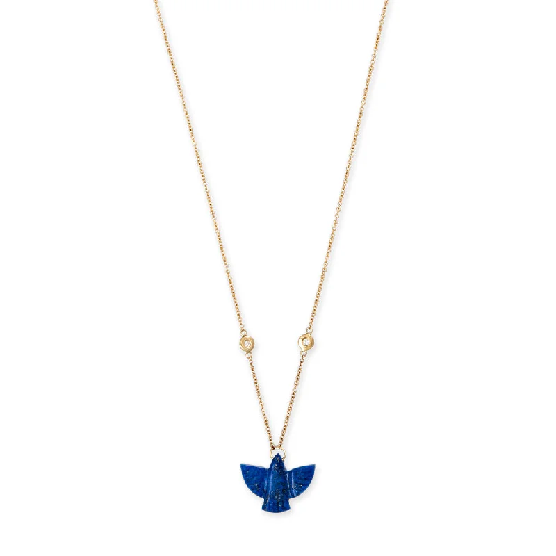 Fashionable necklaces and pendants with birthstones for a personalized gift idea-BABY LAPIS THUNDERBIRD NECKLACE