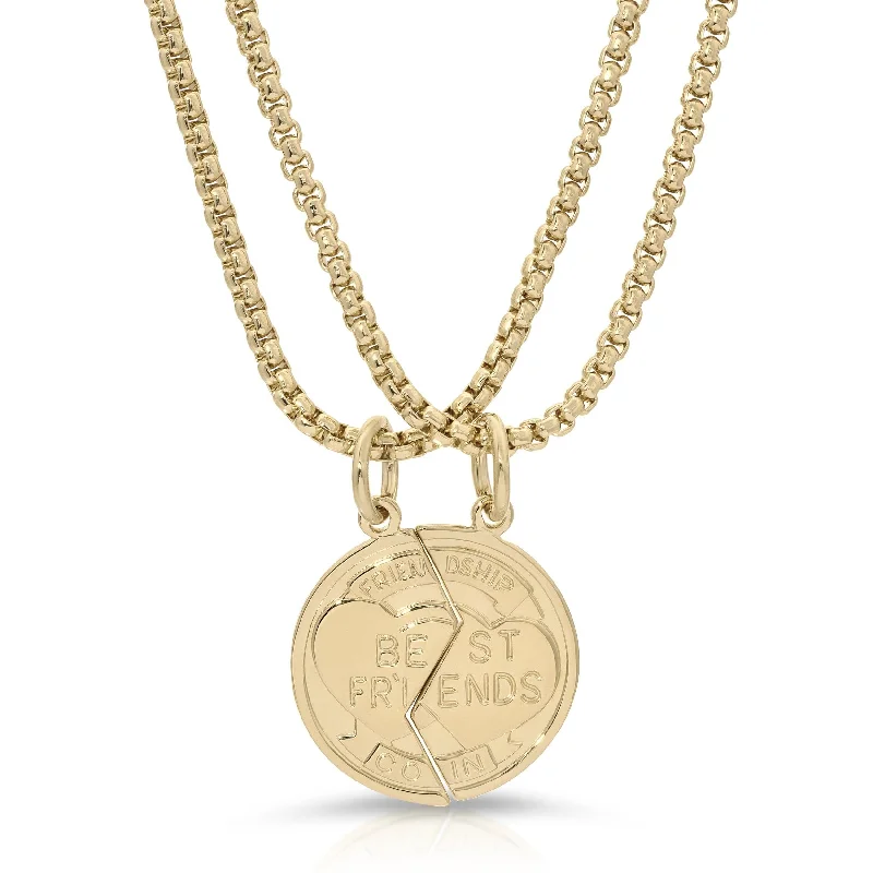 Necklaces and pendants with zodiac constellation designs for an astrological touch-Best Friend Coin Necklaces