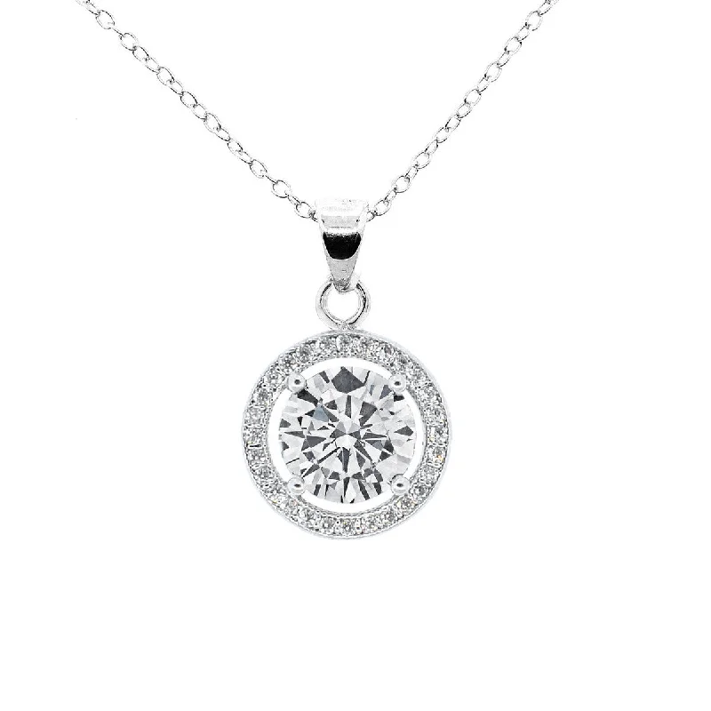 Best necklaces and pendants with intertwined designs for a symbol of unity-Blake 18k White Gold Plated Halo Pendant Necklace Simulated Diamond Crystals