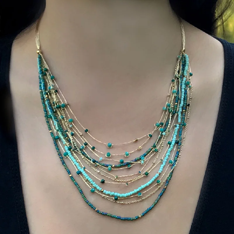 Stunning necklaces and pendants with turquoise and gold for a vibrant, earthy look-Celebration Necklace - Turquoise, Thailand