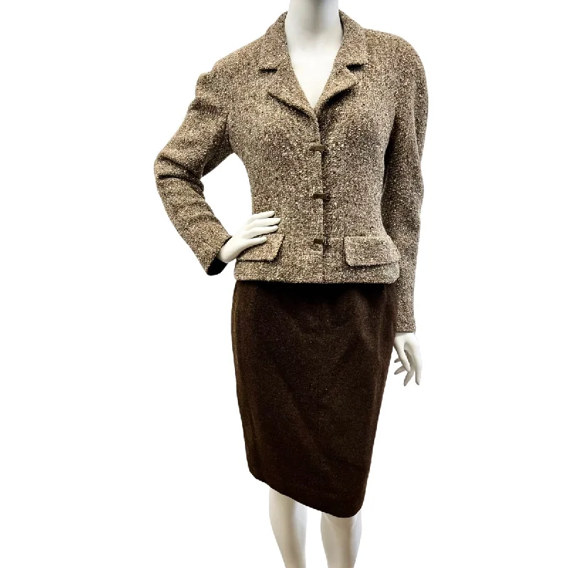 Stunning necklaces and pendants with amethyst gemstones for a calming effect-Chanel Tweed Jacket and Brown Skirt -  Suit