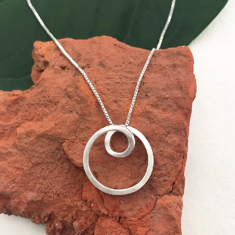 Beautiful necklaces and pendants with geometric shapes for a modern, artistic design-Circle In Circle Necklace - Sterling Silver, Indonesia