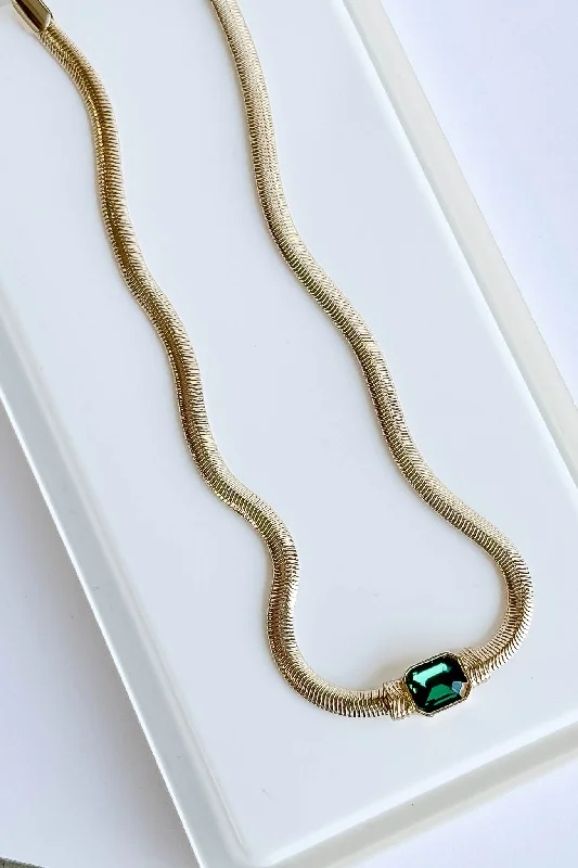 Best necklaces and pendants with seashell designs for a tropical, beachy vibe-Crystal Emerald Snake Gem Necklace