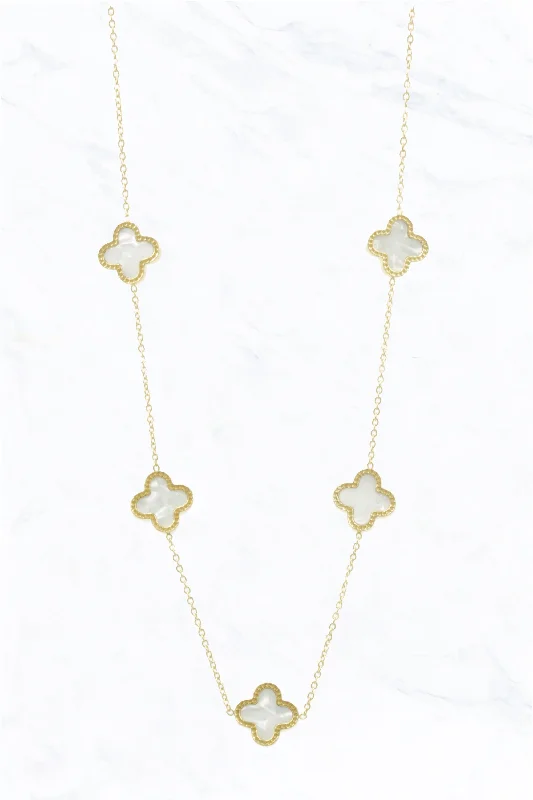 Best necklaces and pendants with seashell designs for a tropical, beachy vibe-Gold Clover Station Necklace