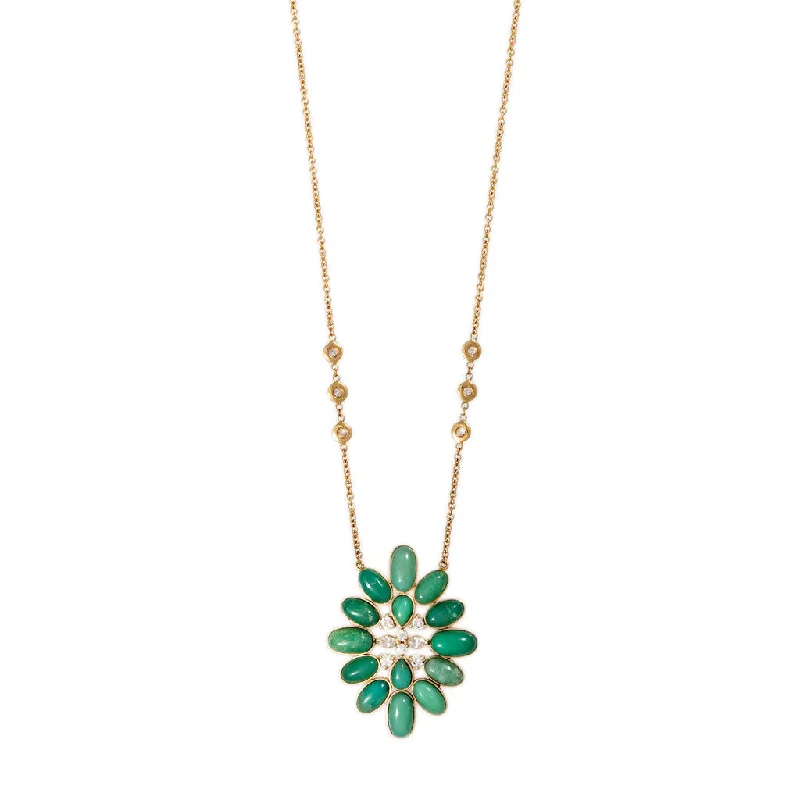 Stunning necklaces and pendants with ruby gemstones for a luxurious red hue-DIAMOND + CHRYSOPRASE BLOSSOM NECKLACE