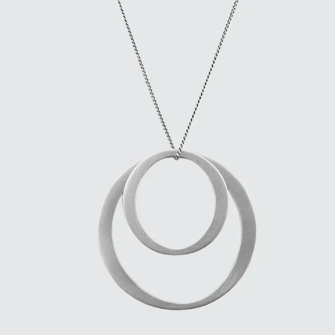 Necklaces and pendants with enamel accents for a colorful, eye-catching appearance-DOUBLE CIRCLE NECKLACE 18"