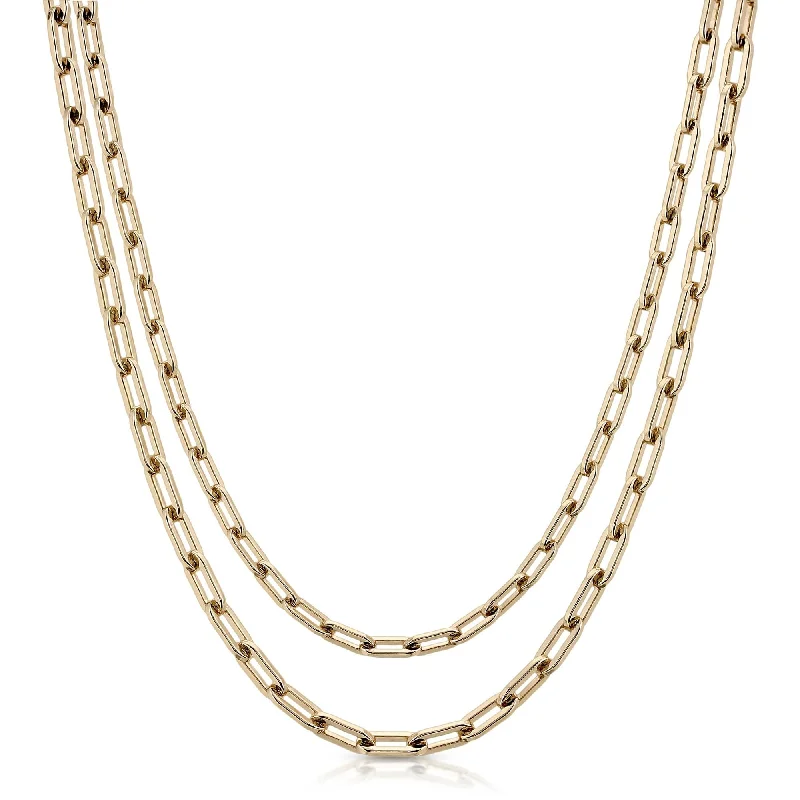 Necklaces and pendants with enamel accents for a colorful, eye-catching appearance-Double Medium Link Chain Necklace