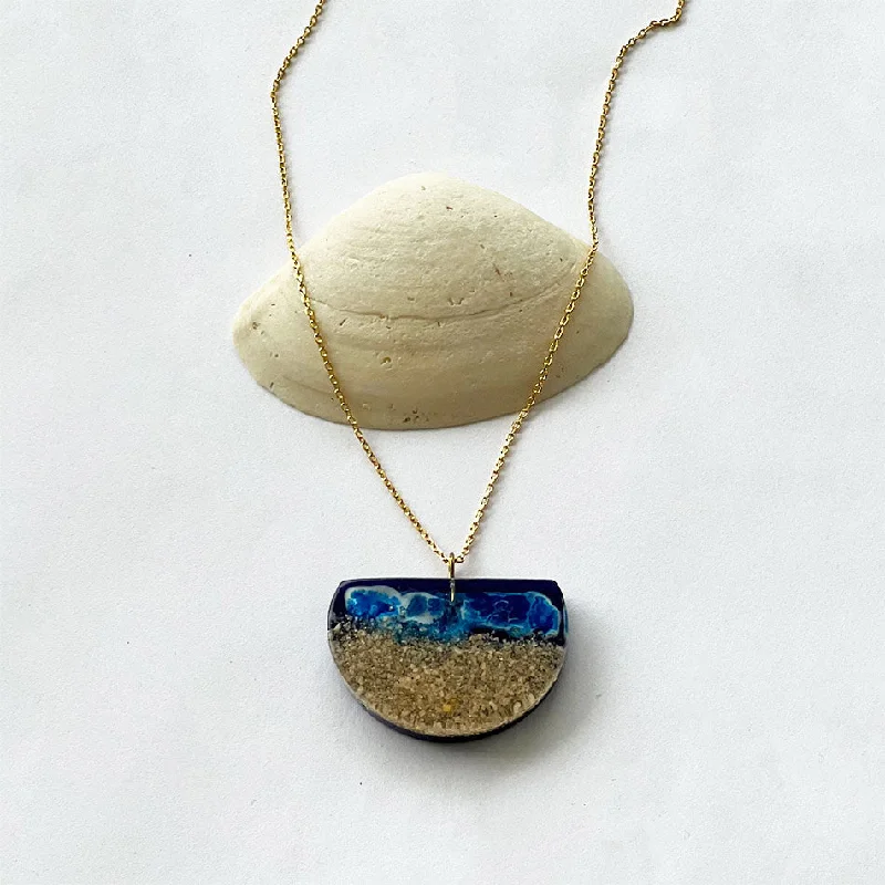 Best necklaces and pendants with silver chains for a sleek, timeless look-Eco-Resin Necklace - By The Sea, Colombia