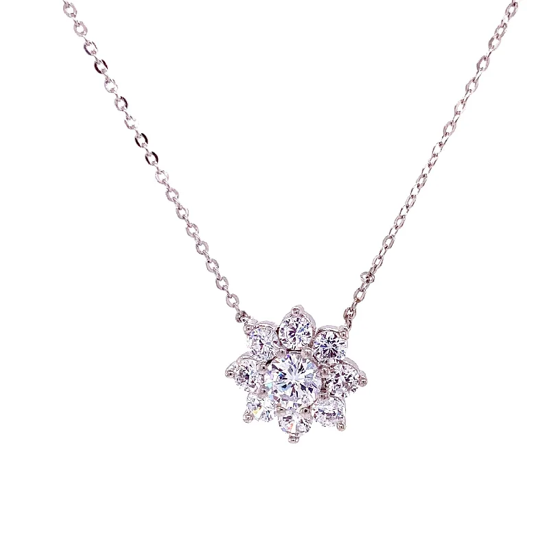 Best necklaces and pendants with heart-shaped designs for a romantic look-Flower CZ Necklace