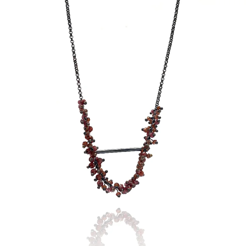 Best necklaces and pendants with floral designs for a feminine and elegant feel-Garnet and Oxidized Sterling Silver Necklace