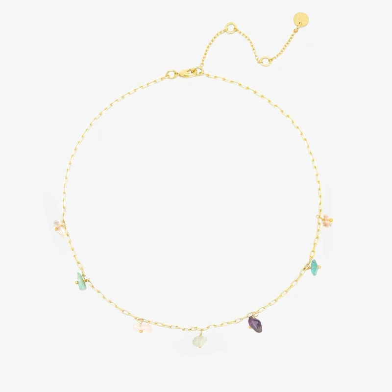 Necklaces and pendants with star-shaped designs for a whimsical, celestial touch-Gemstone Drop Chain Choker