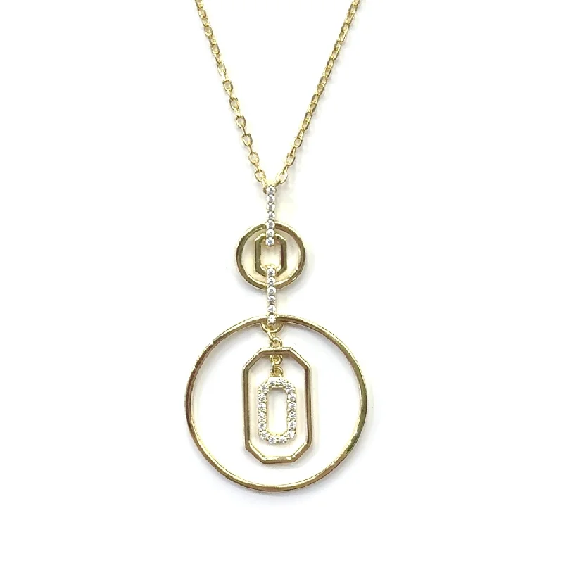 Unique necklaces and pendants with engraved messages for a sentimental gift-Gold Plated Elegant Door Knocker Style Necklace with CZ Stones