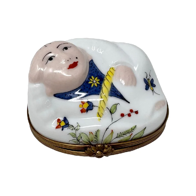 Necklaces and pendants with star-shaped designs for a whimsical, celestial touch-Hand Painted Rochard Resting Buddha Trinket Box