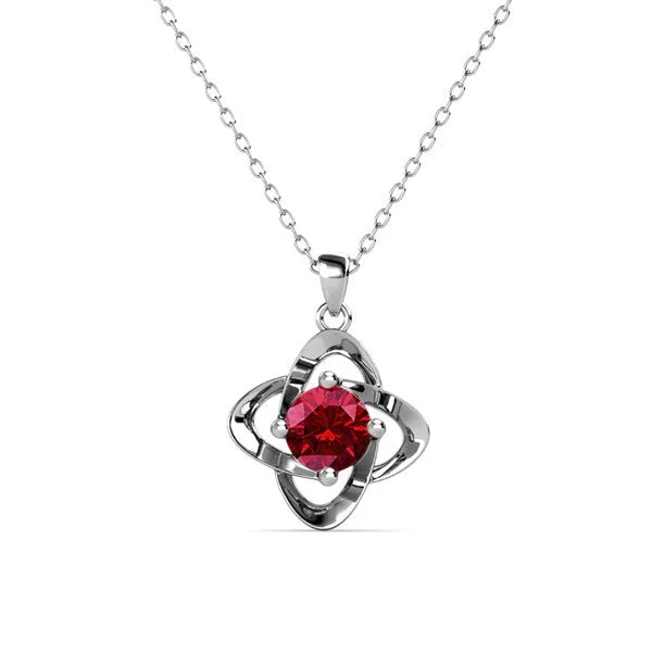 Stunning necklaces and pendants with ruby and diamond combinations for a luxurious effect-Infinity 18k White Gold Plated Birthstone Flower Necklace with Swarovski Crystal