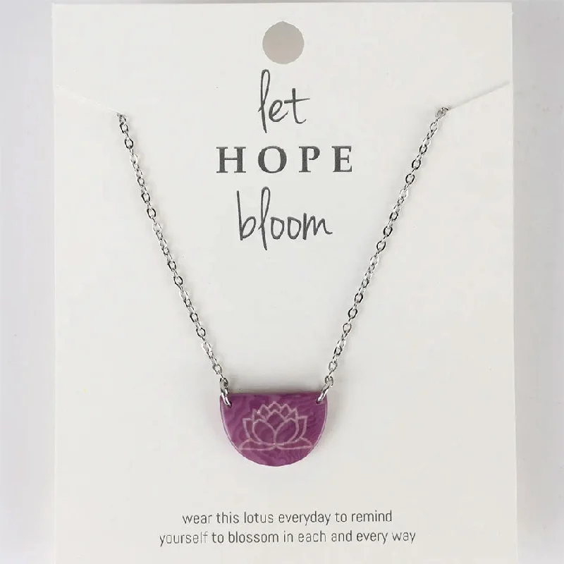 Personalized necklaces and pendants with coordinates for a meaningful location-based gift-Let Hope Bloom Lotus Necklace, Ecuador