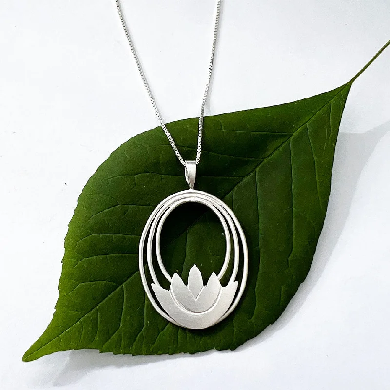 Simple necklaces and pendants with bar pendants for a sleek modern design-Lovely Lotus Necklace - Sterling Silver, Indonesia