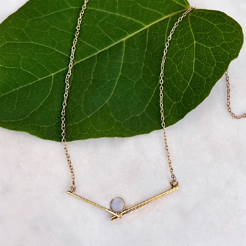 Necklaces and pendants with abstract shapes for a modern, creative appearance-Magical Moonstone Bar Necklace, India