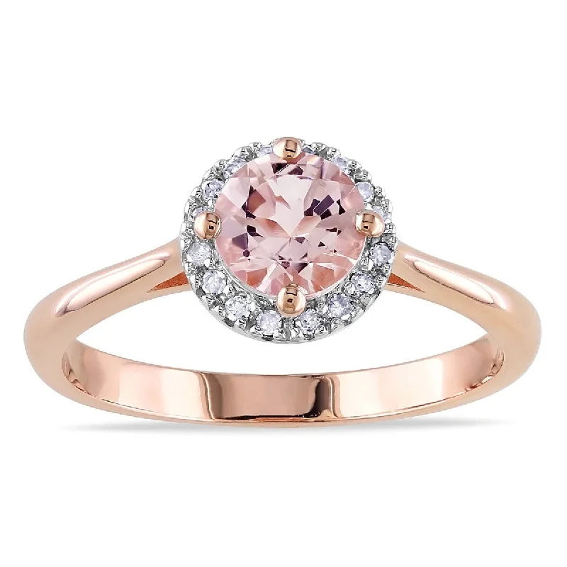 Rings with claw-set amethyst for security -Miadora 10k Pink Gold 4/5ct TGW Morganite and 1/10ct TDW Diamond Ring