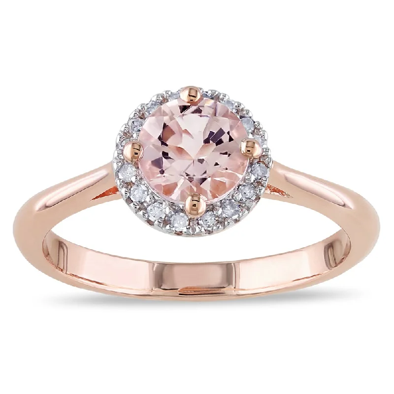 Rings with natural amber for warm glow -Miadora Rose Goldplated Silver Morganite and 1/10ct TDW Diamond Ring (I-J, I3)