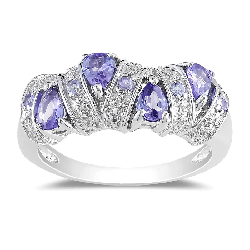 Rings with black diamond for striking contrast -Miadora Sterling Silver Tanzanite Ring