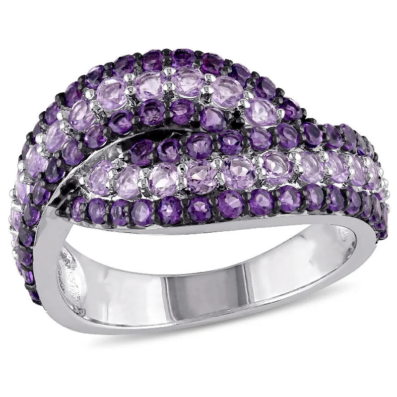 Gold rings with intricate celtic knot patterns -Mimi & Max 1 1/2ct TGW Amethyst-Africa and Rose de France Triple Row Twist Ring in Sterling Silver