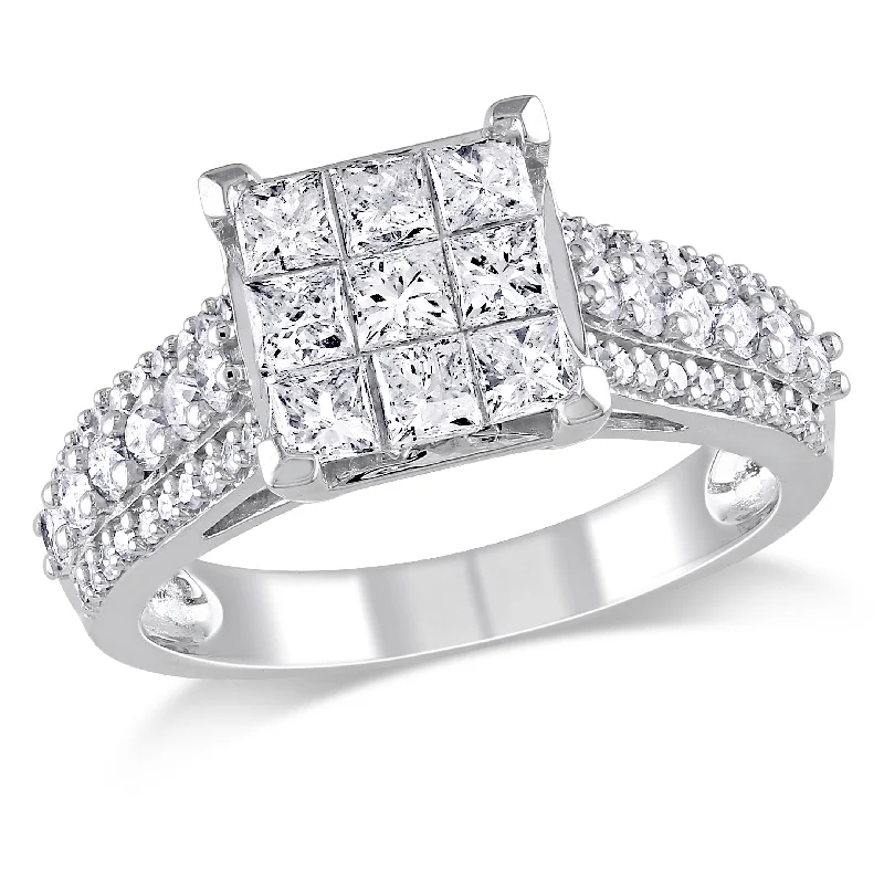 Rings with vine-wrapped bands for nature -Mimi & Max 1 1/2ct TW Princess Cut Diamond Engagement Ring in 10k White Gold