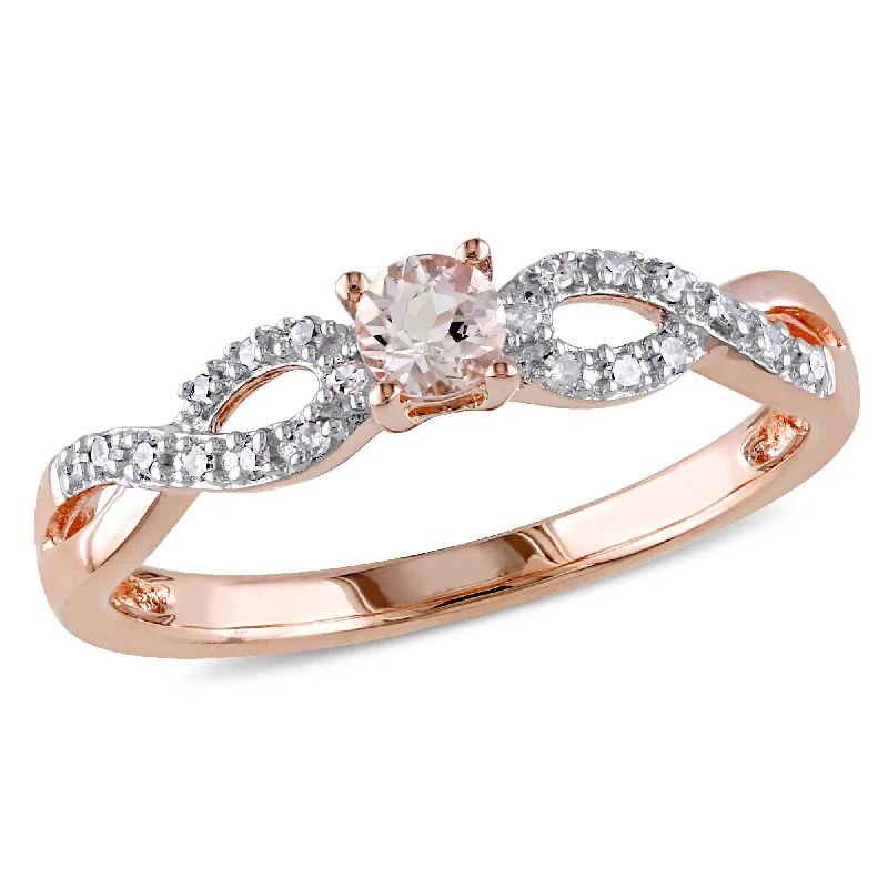 Rings with starburst topaz for radiant beauty -Mimi & Max 1/10ct TDW Diamond and Morganite Infinity Ring in Rose Silver