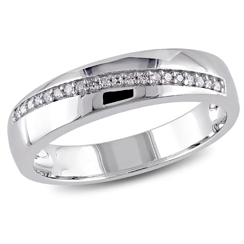 Rings with double bands for modern twist -Mimi & Max 1/10ct TW Diamond Mens Crossover Ring in Sterling Silver