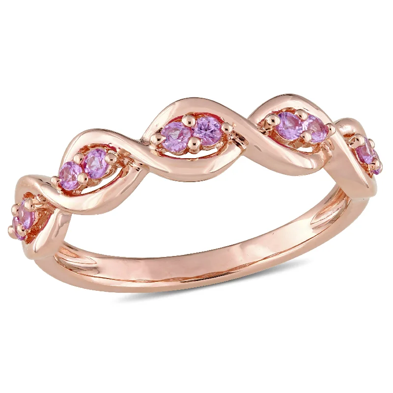 Rings with channel-set turquoise for color -Mimi & Max 1/3ct TGW Pink Sapphire Stackable Infinity Anniversary Ring in 14k Rose Gold