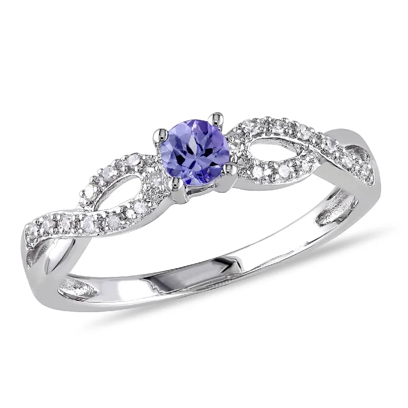 Rings with claw-set amethyst for security -Mimi & Max 1/6ct TGW Tanzanite and 1/10ct TW Diamond Infinity Ring in Sterling Silver