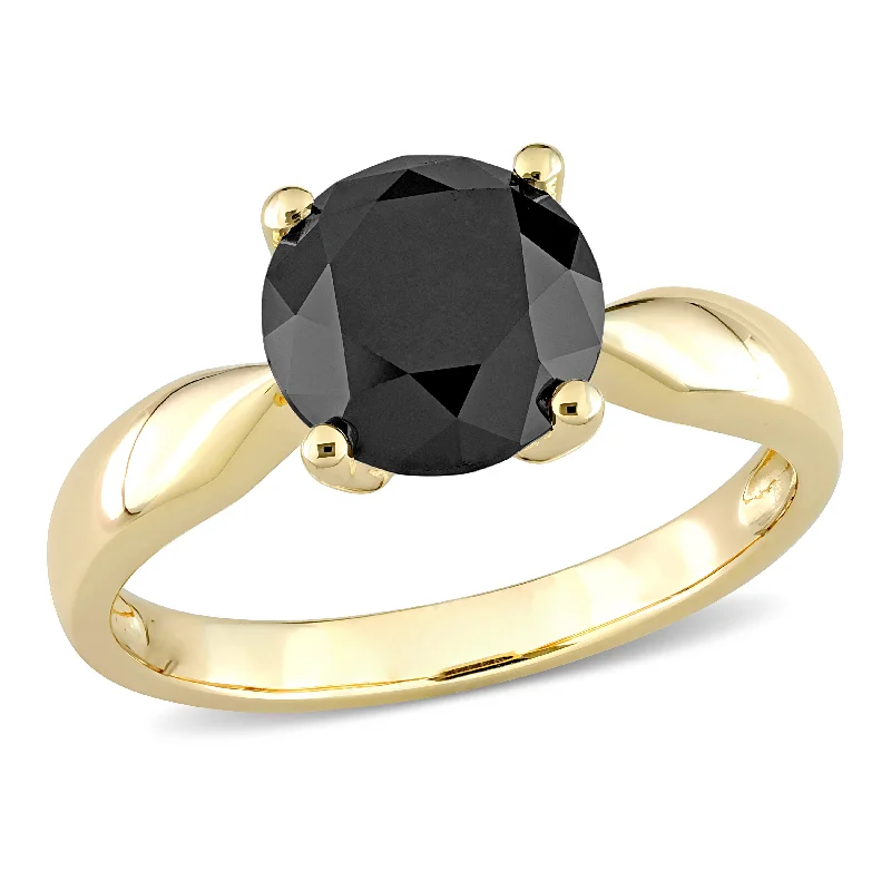 Rings with agate slices for earthy style -Mimi & Max 3ct TW Black Diamond Solitaire Engagement Ring in 10k Yellow Gold