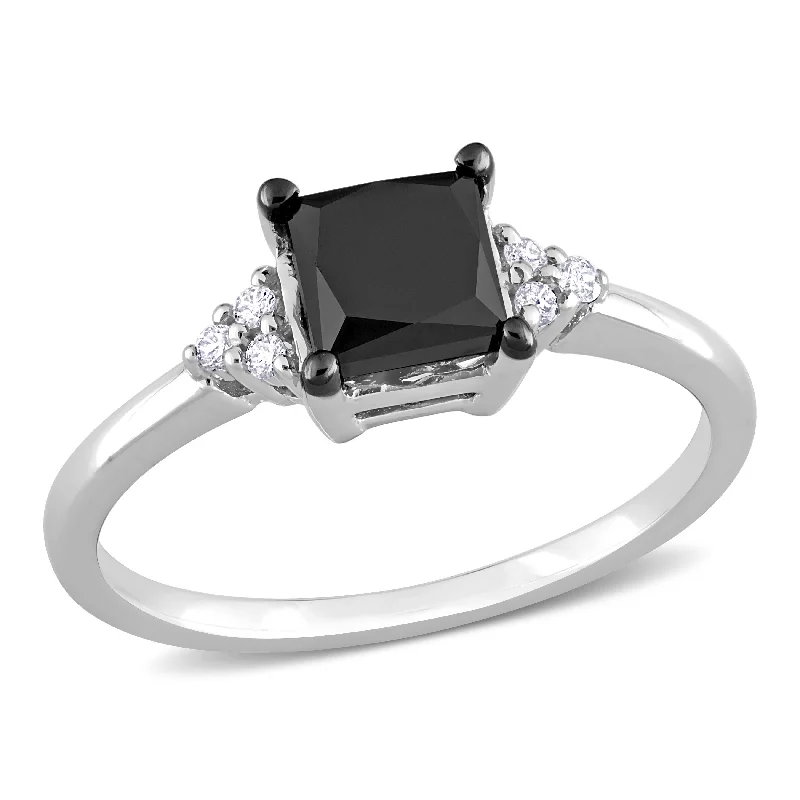 Rings with sunburst citrine for radiant appeal -Mimi & Max 4/5ct TDW Square Black and White Diamond Engagement Ring in 14k White Gold