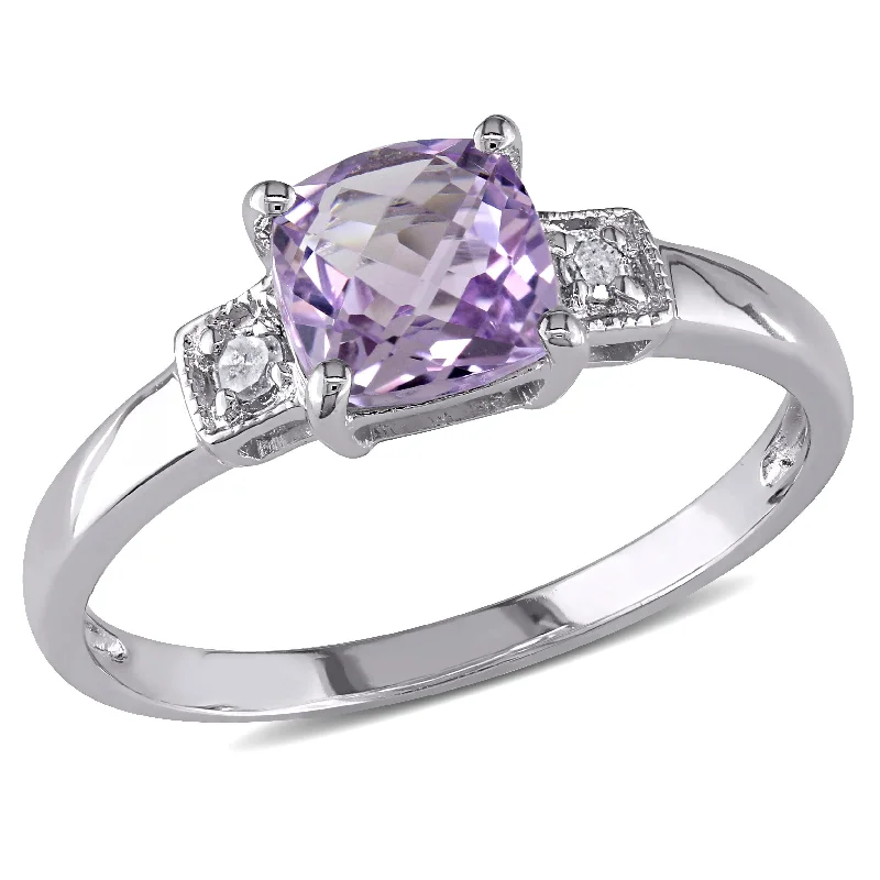 Rings with mandala engravings for spiritual vibe -Mimi & Max 4/5ct TGW Cushion-Cut Amethyst and Diamond Accent Ring in Sterling Silver