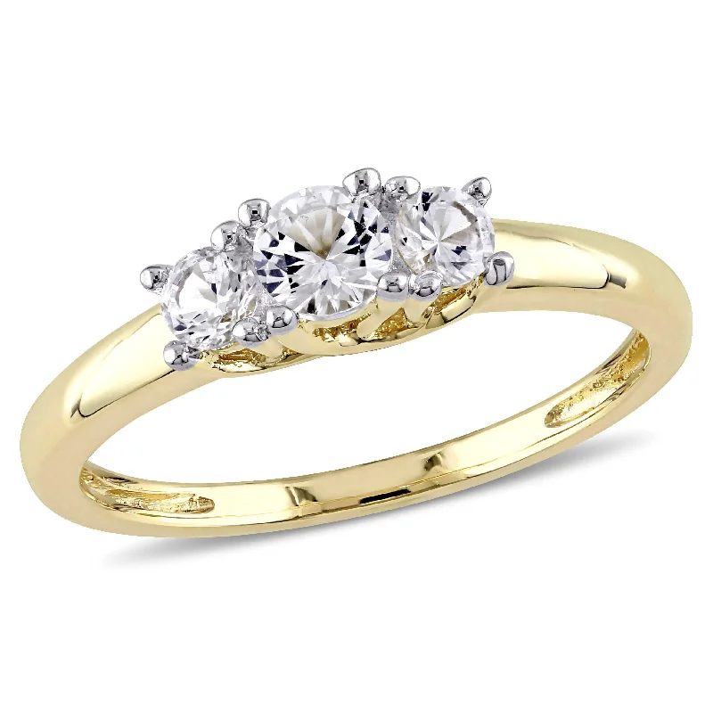 Stackable rings with mixed metal finishes -Mimi & Max 5/8ct TGW Created White Sapphire 3-Stone Engagement Ring in 10k Two-Tone Gold