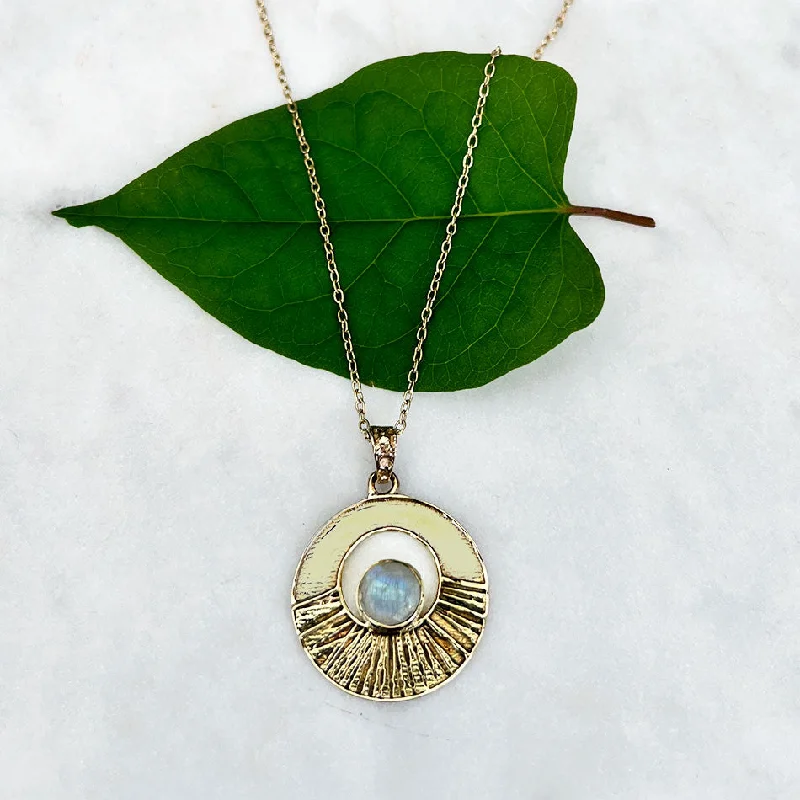 Stylish necklaces and pendants with diamonds for a glamorous and elegant look-Moonstone Sunray Necklace, India