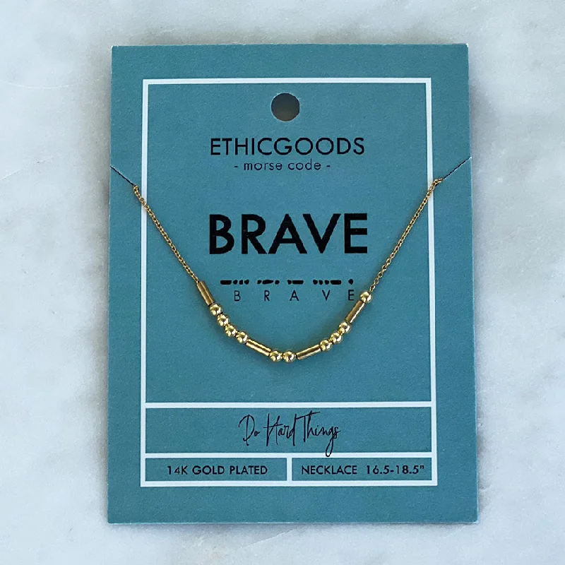 Best necklaces and pendants with cubic zirconia for a budget-friendly dazzling effect-Morse Code "Brave" Necklace, Thailand