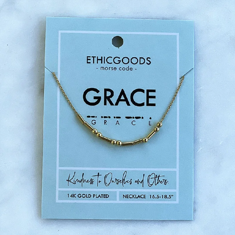 Necklaces and pendants with feather designs for a boho-chic, carefree vibe-Morse Code "Grace" Necklace, Thailand