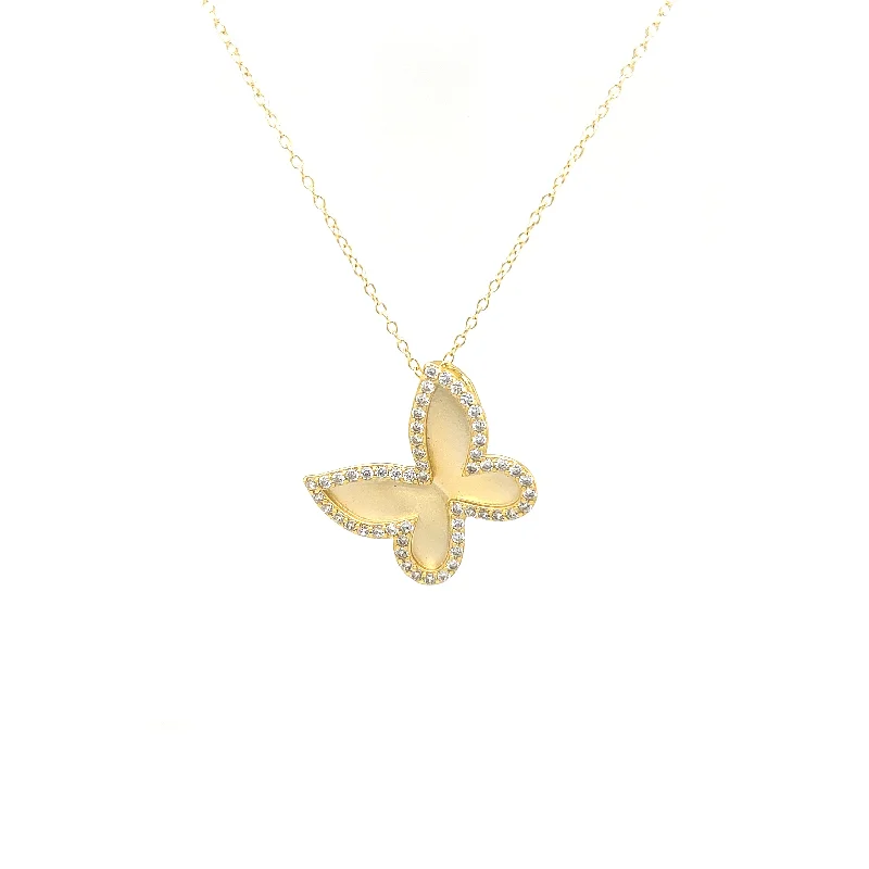 Stylish necklaces and pendants with diamonds for a glamorous and elegant look-Small Offset Butterfly Necklace