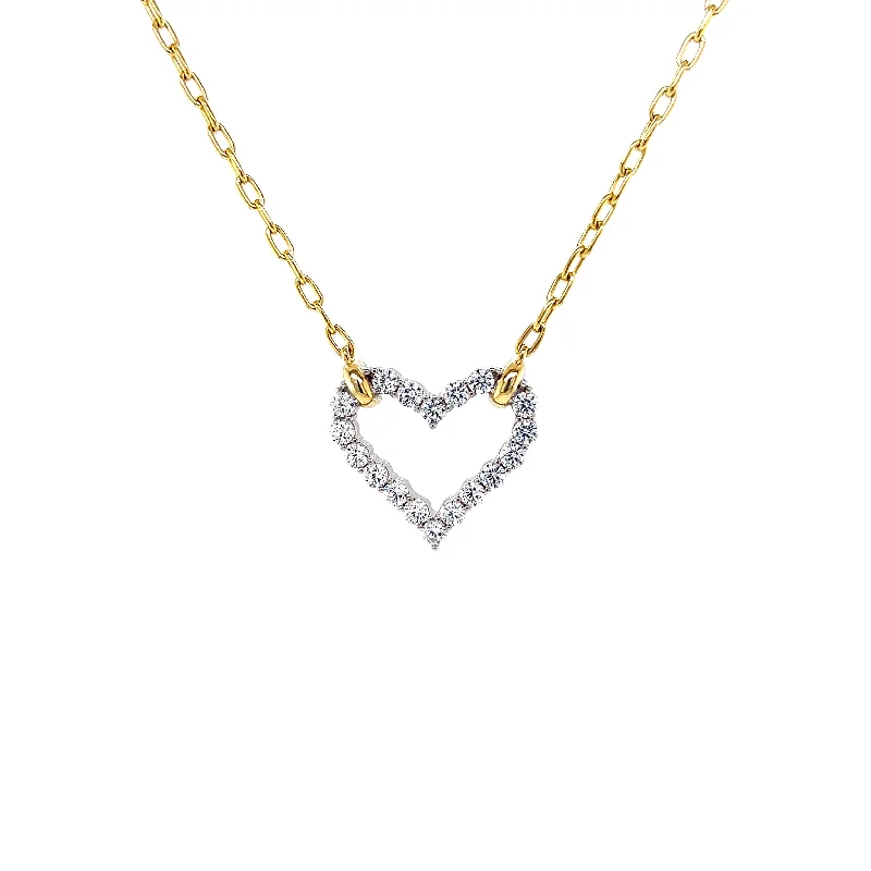 Stunning necklaces and pendants with birthstone pendants for a personal touch-Open Heart CZ Necklace with PaperClip Necklace Chain