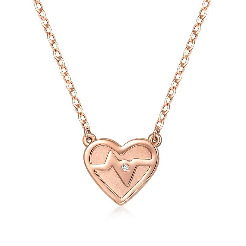 Elegant necklaces and pendants with infinity symbols for timeless designs-14KRG 0.03Ct Heartbeat Heart Necklace