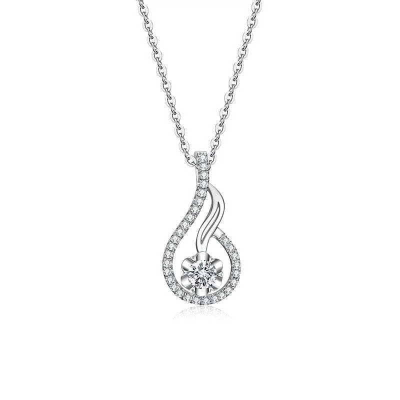 Simple necklaces and pendants with bar pendants for a sleek modern design-14KWG 0.15Ctw Diamond Swirl Fashion Pendant