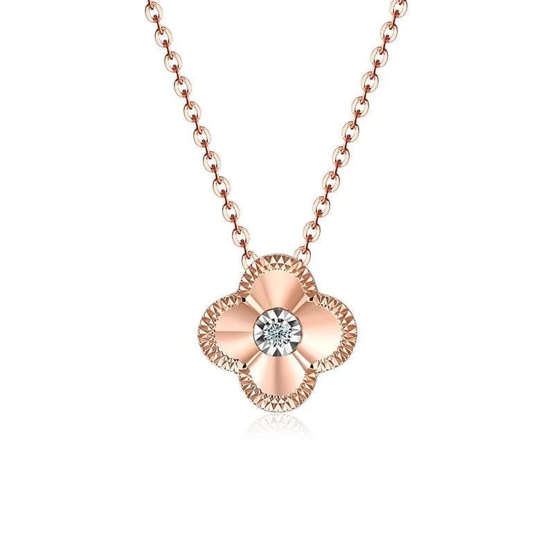 Best necklaces and pendants with intricate filigree for vintage-inspired elegance-14KG 0.03Ct Flower Pendant