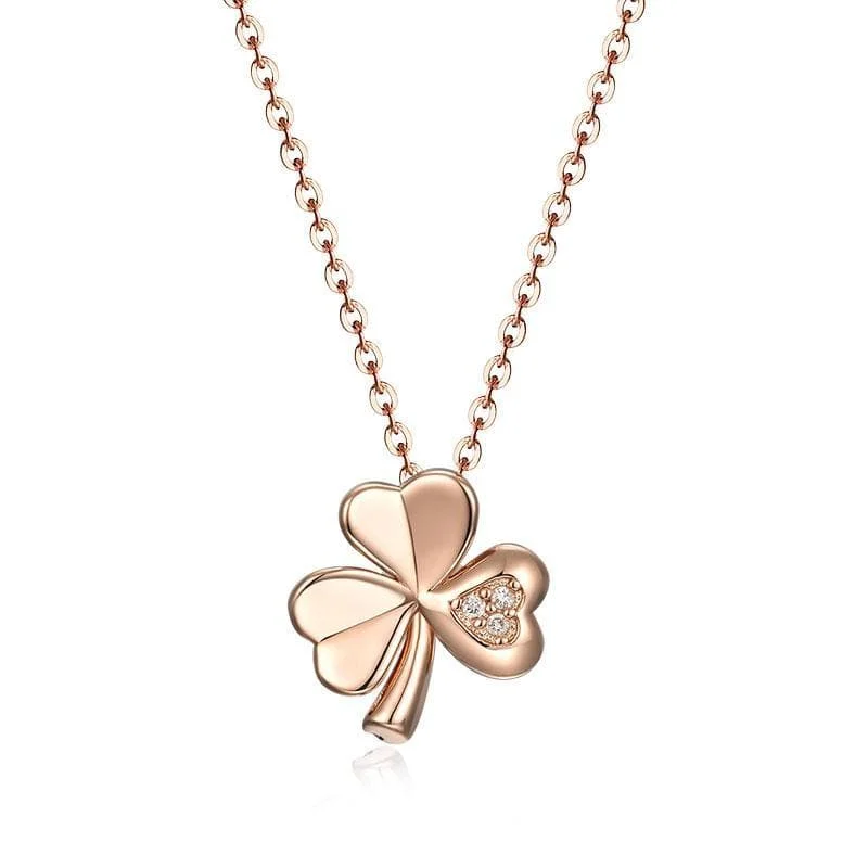 Necklaces and pendants with diamond pendants for a luxurious sparkling effect-14KRG 0.01Ct Shamrock Pendant