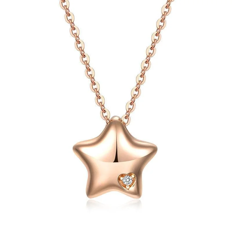 Trendy necklaces and pendants with statement pieces for a bold fashion statement-14KRG 0.005Ct Mini Star Pendant