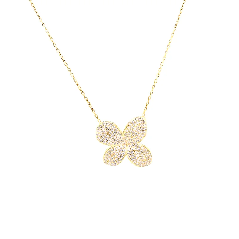 Personalized necklaces and pendants with initials for a customized and meaningful gift-Pave Flower Necklace