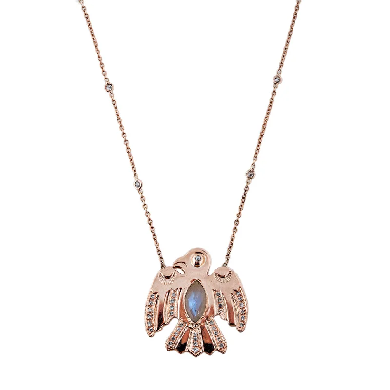 Elegant necklaces and pendants with gold chains for a chic, timeless appearance-PAVE MOONSTONE EAGLE NECKLACE