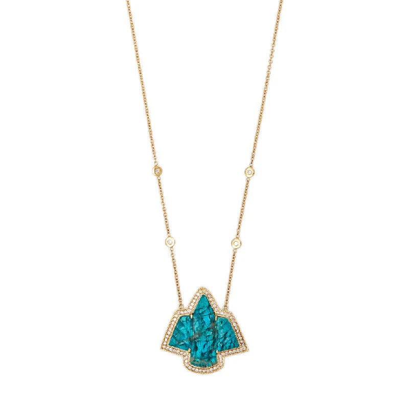 Unique necklaces and pendants with vintage-inspired designs for timeless appeal-PAVE SMALL CHRYSOCOLLA THUNDERBIRD NECKLACE