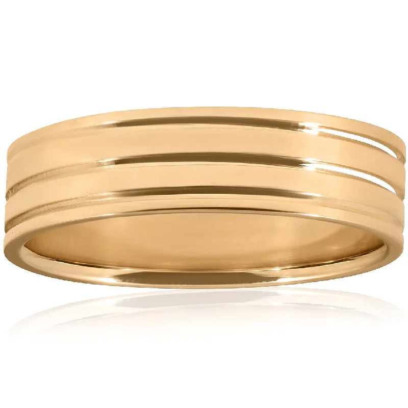 Rings with engraved constellations for stargazers -Polished Wedding Ring 10K Yellow Gold Size Selectable