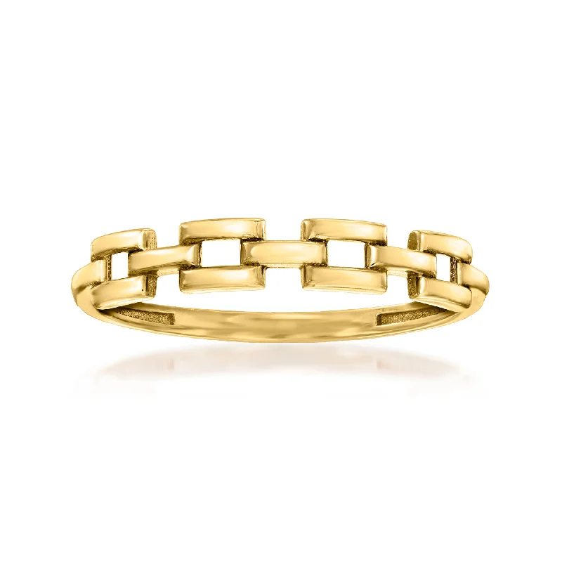 Minimalist rings with tiny diamond dot accents -Ross-Simons 14kt Yellow Gold Panther-Link Ring